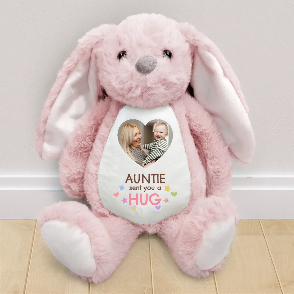 Custom Photo Grandma Sent You A Hug - Personalized Soft Toy Bunny - Image 2