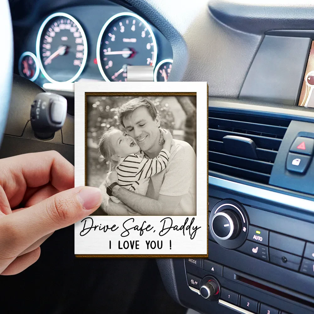 Custom Photo Gray Scale Drive Safe We Love You - Personalized Custom Shaped Car Visor Clip - Image 3