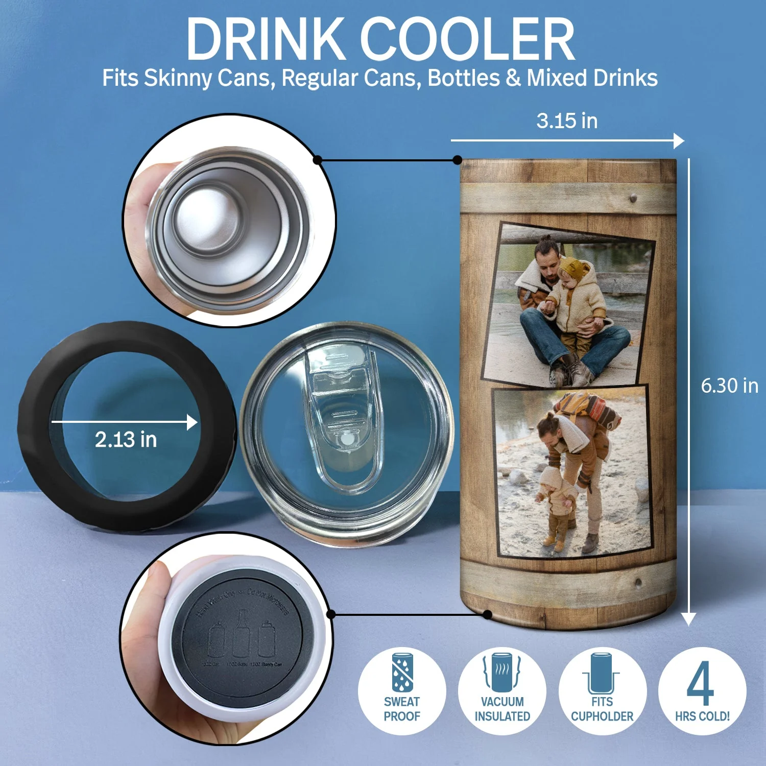 Custom Photo Greatest Dad Limited Edition - Gift For Father, Papa - Personalized 4 In 1 Can Cooler Tumbler - Image 4