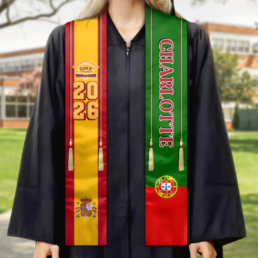 Custom Photo Half and Half Flag Graduation - Personalized Stoles - Image 3