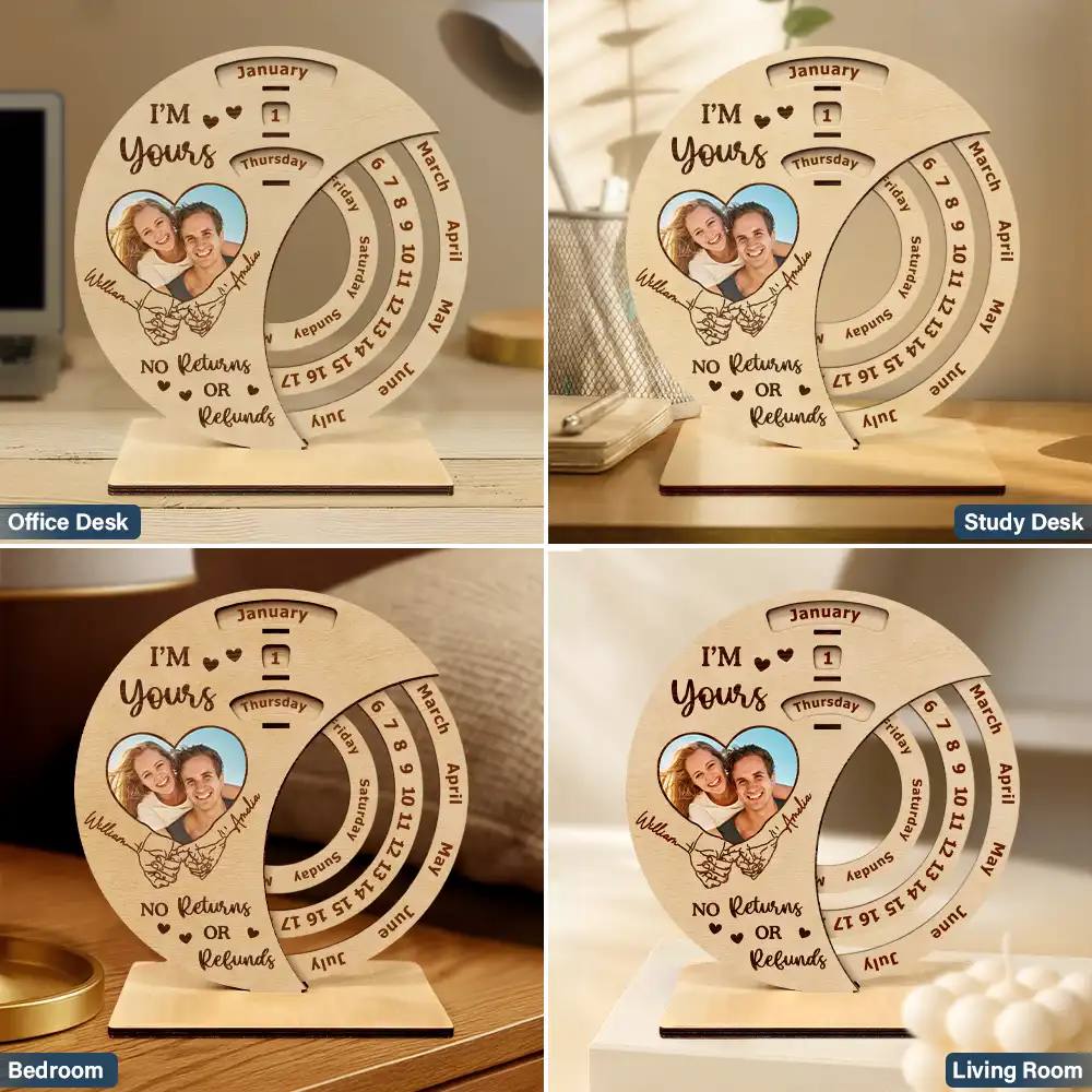 Custom Photo Hand In Hand Forever And Always - Personalized Spinning Perpetual Desk Calendar - Image 6