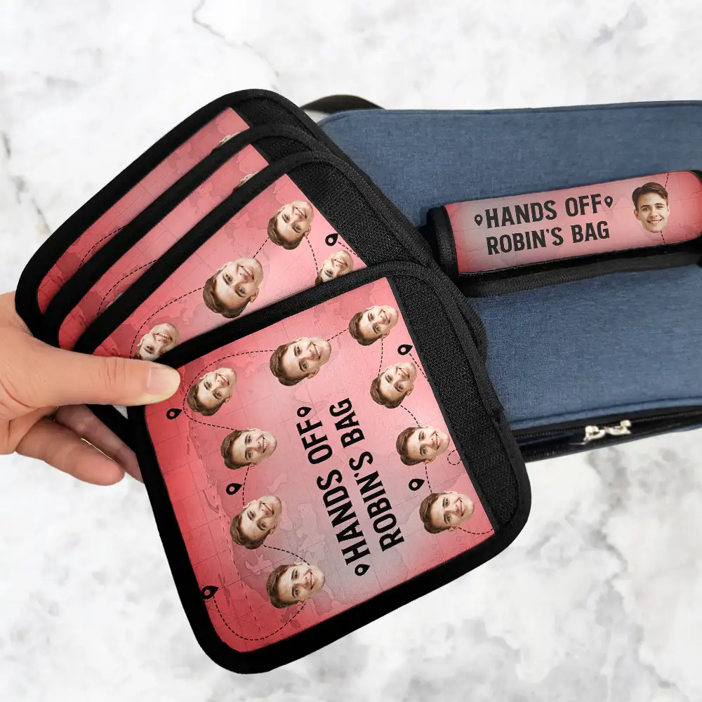 Custom Photo Hands Off My Bag - Personalized Luggage Handle Wrap - Image 4