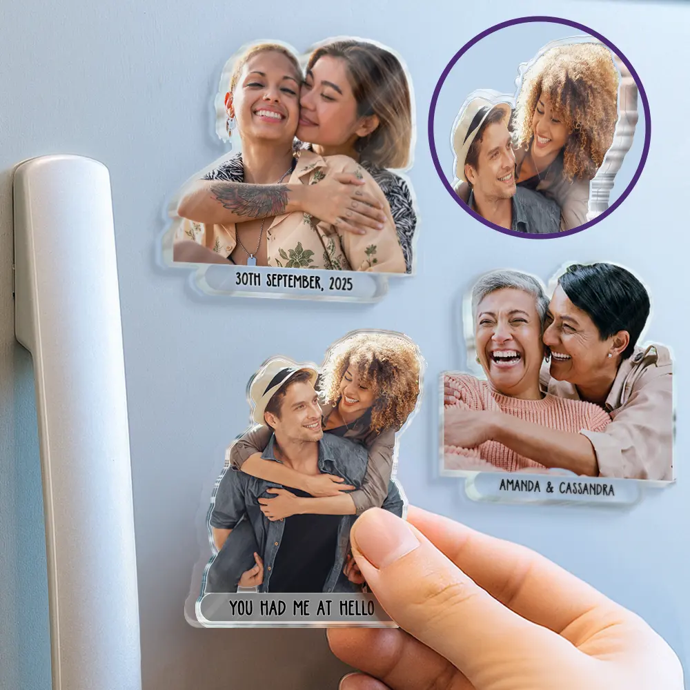 Custom Photo Happy Couple - Personalized Acrylic Fridge Magnet - Image 3