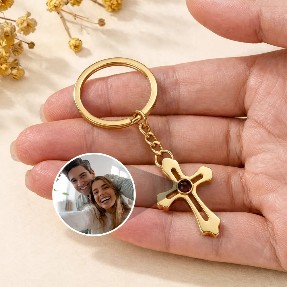 Custom Photo Happy Couples Anniversary Gift - Personalized Custom Shaped Photo Projection Keychain - Image 3