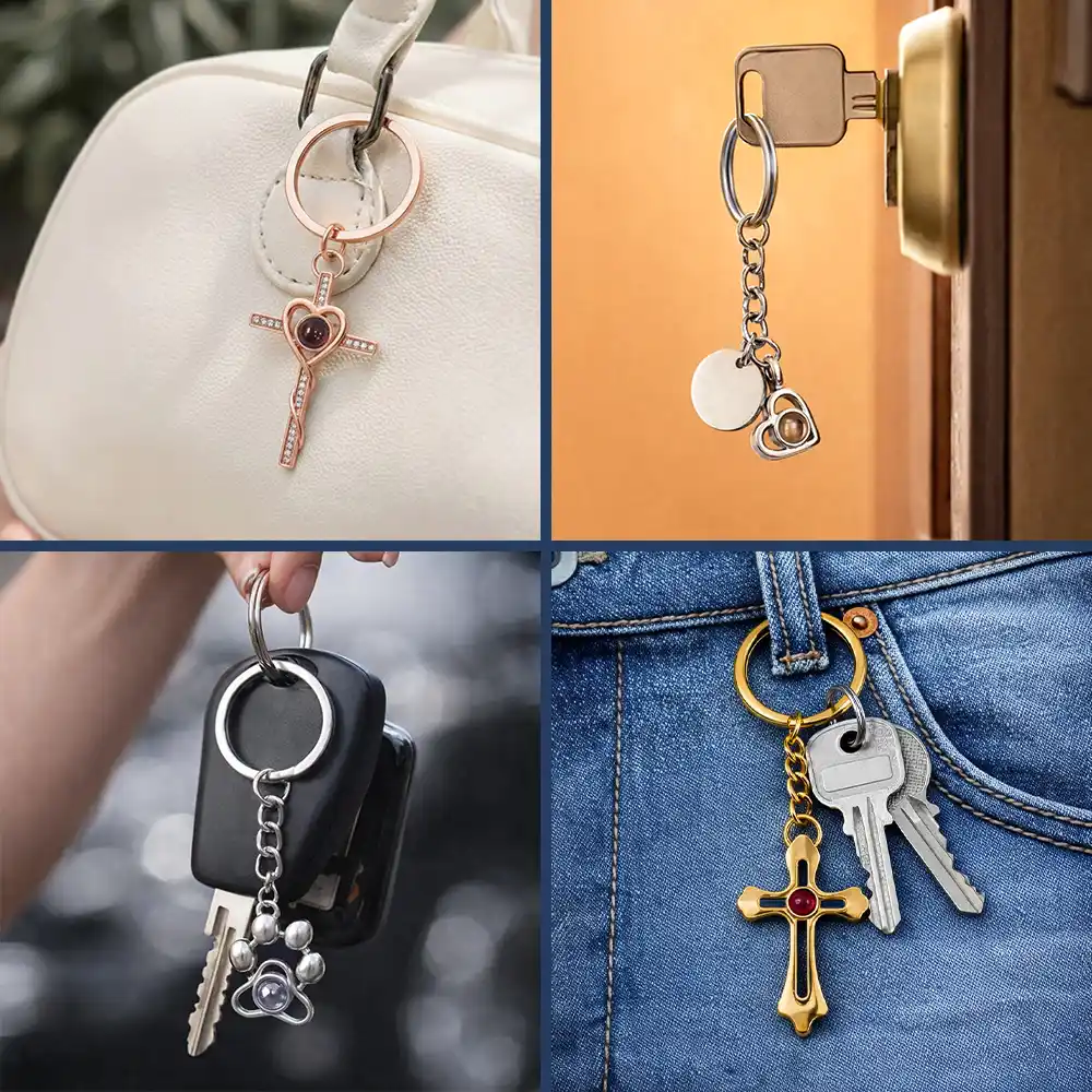 Custom Photo Happy Couples Anniversary Gift - Personalized Custom Shaped Photo Projection Keychain - Image 6