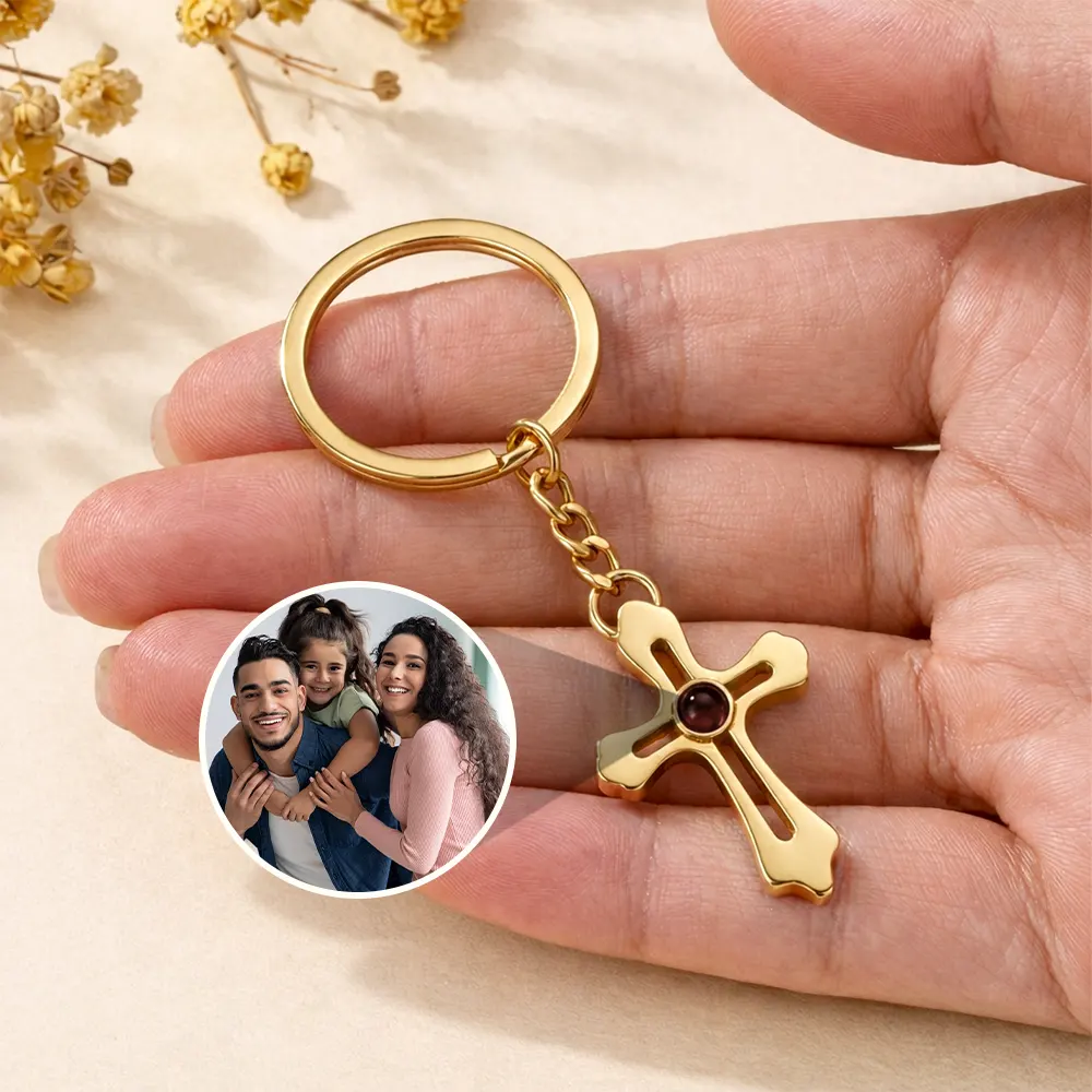 Custom Photo Happy Family Memories - Personalized Custom Shaped Photo Projection Keychain - Image 3