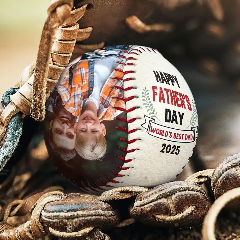 Custom Photo Happy Father's Day - Personalized Baseball, Softball - Image 4
