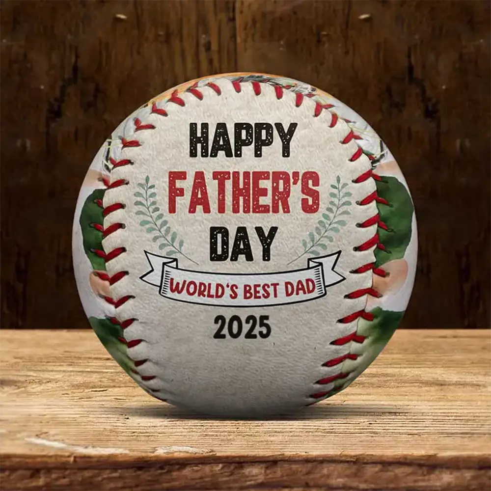 Custom Photo Happy Father's Day - Personalized Baseball, Softball - Image 5