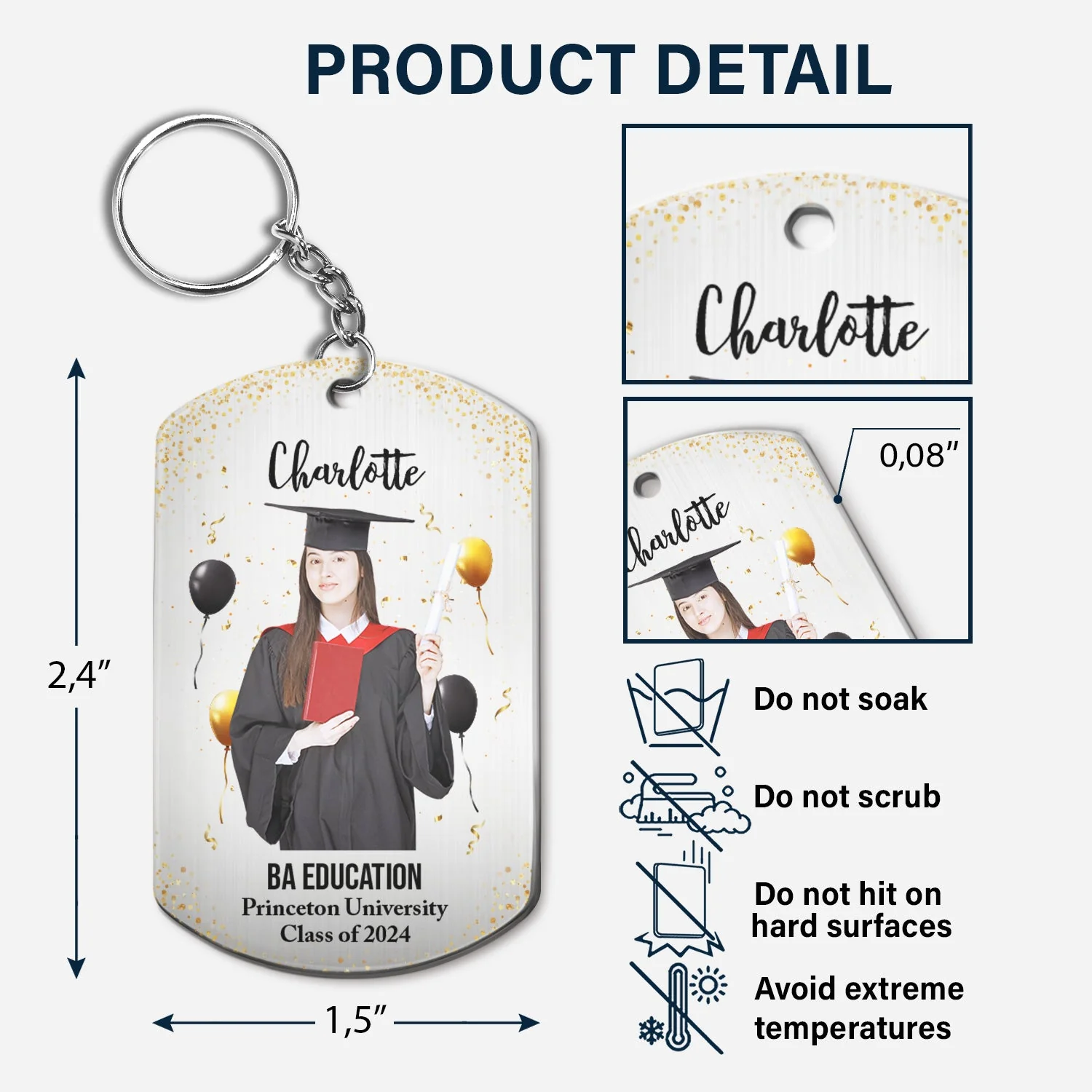 Custom Photo Happy Graduation - Graduation Gift For Friends, Family - Personalized Aluminum Keychain - Image 6