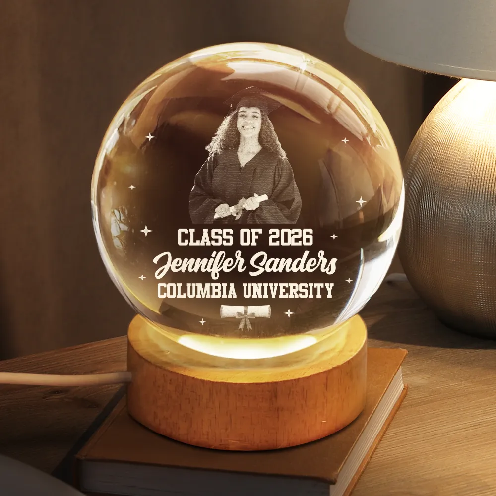 Custom Photo Happy Graduation - Personalized Crystal Globe Lamp - Image 3