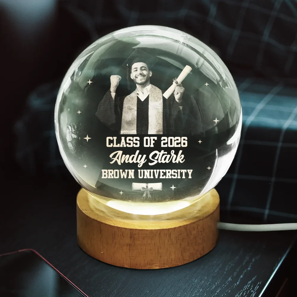 Custom Photo Happy Graduation - Personalized Crystal Globe Lamp - Image 4