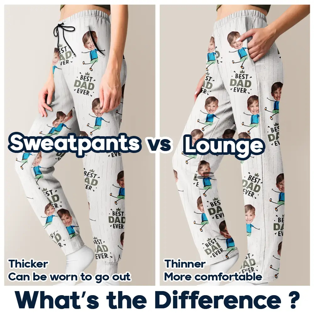 Custom Photo Happy Grandkids Best Papa Grandpa Ever Rain Pattern - Personalized Pajama Pants - Image 7