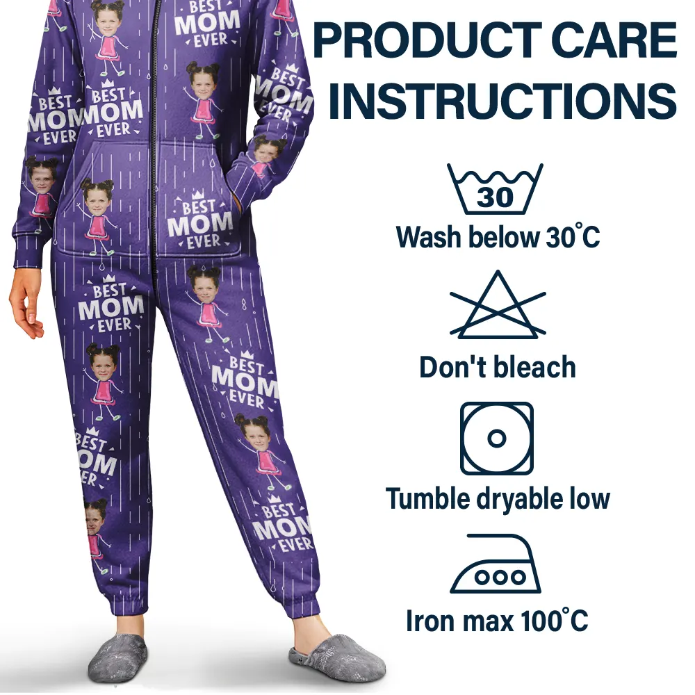 Custom Photo Happy Kids Best Dad Mom Ever Rain Pattern - Personalized Overall Onesie Hooded Jumpsuit - Image 5