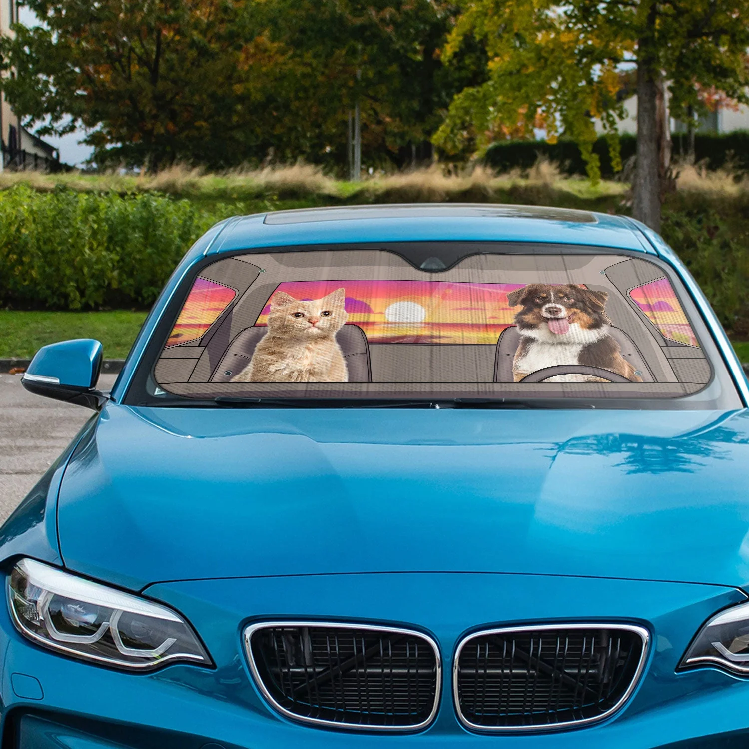 Custom Photo Happy Trip - Gift For Pet Lovers - Personalized Auto Sunshade - Image 2