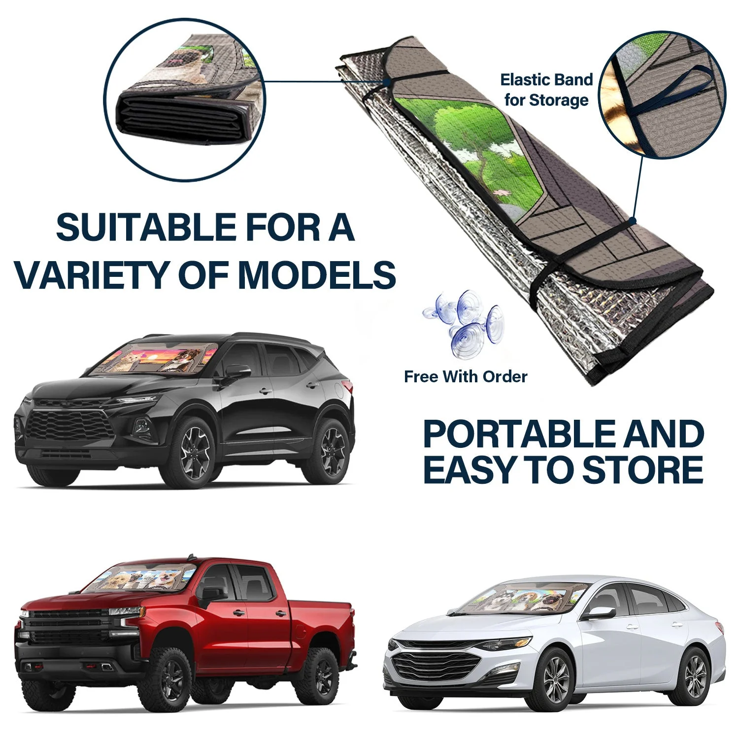 Custom Photo Happy Trip - Gift For Pet Lovers - Personalized Auto Sunshade - Image 5