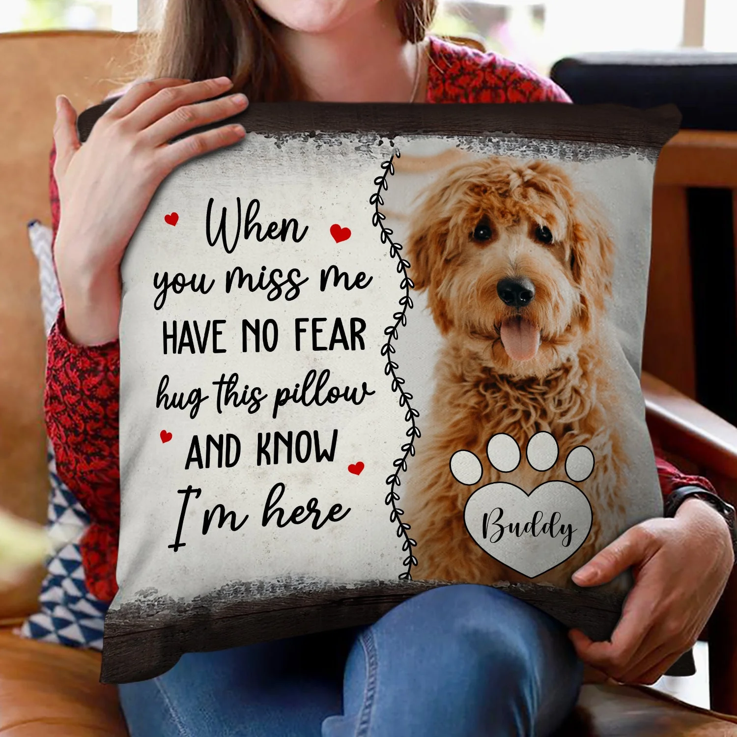 Custom Photo Have No Fear Hug This Pillow - Personalised Pillow - Image 2