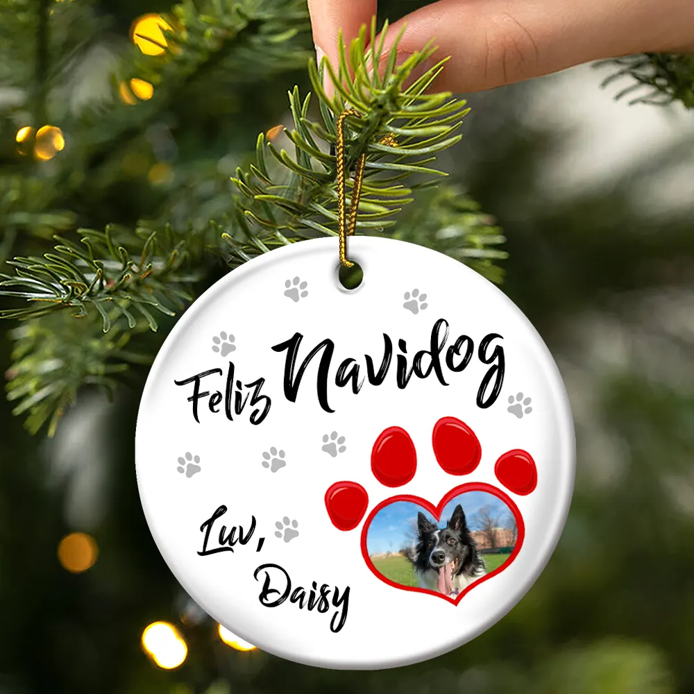Custom Photo Have Yourself A Furry - Personalized Circle Ceramic Ornament - Image 3