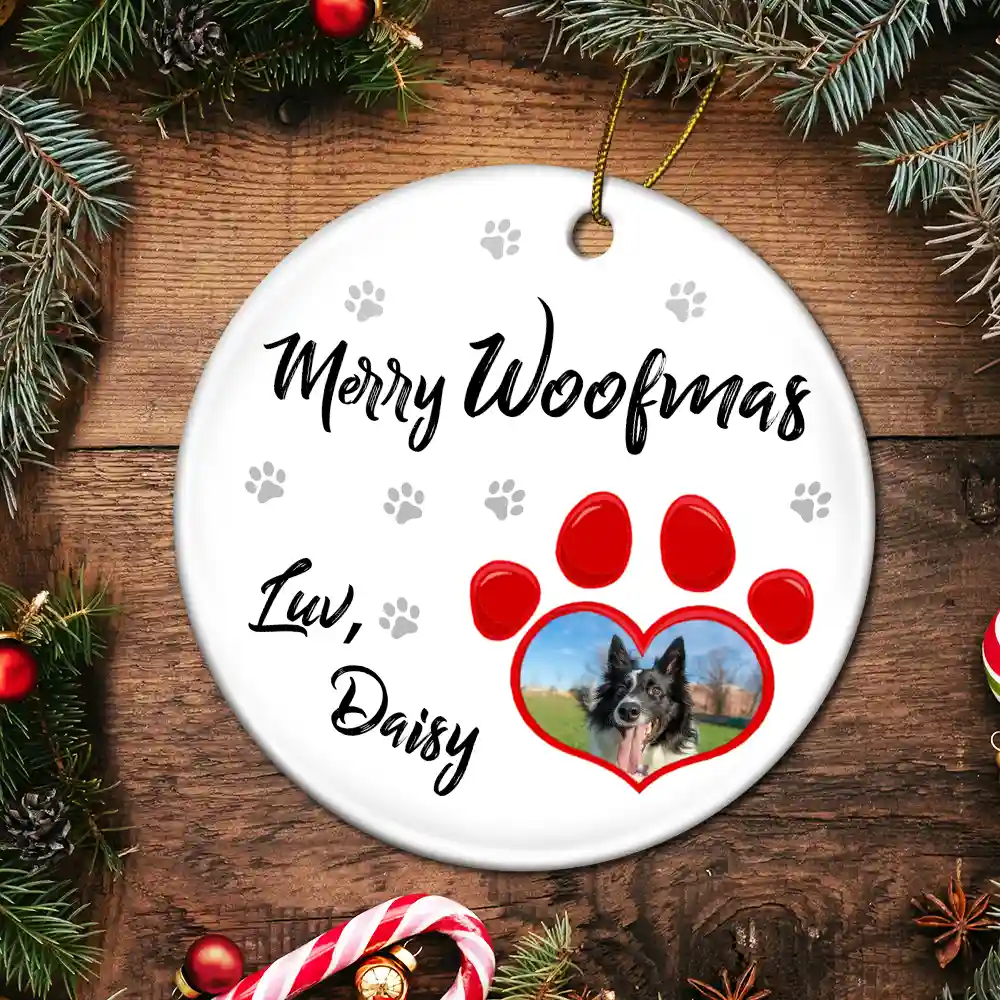 Custom Photo Have Yourself A Furry - Personalized Circle Ceramic Ornament - Image 5