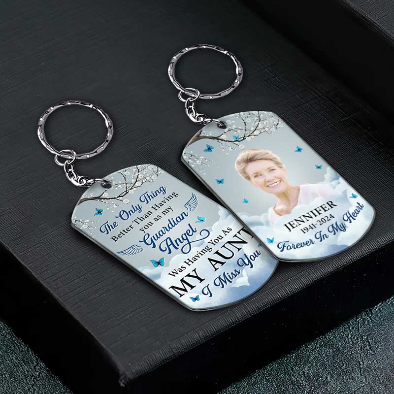 Custom Photo Having You As Guardian Angel - Personalized Aluminum Keychain - Image 3