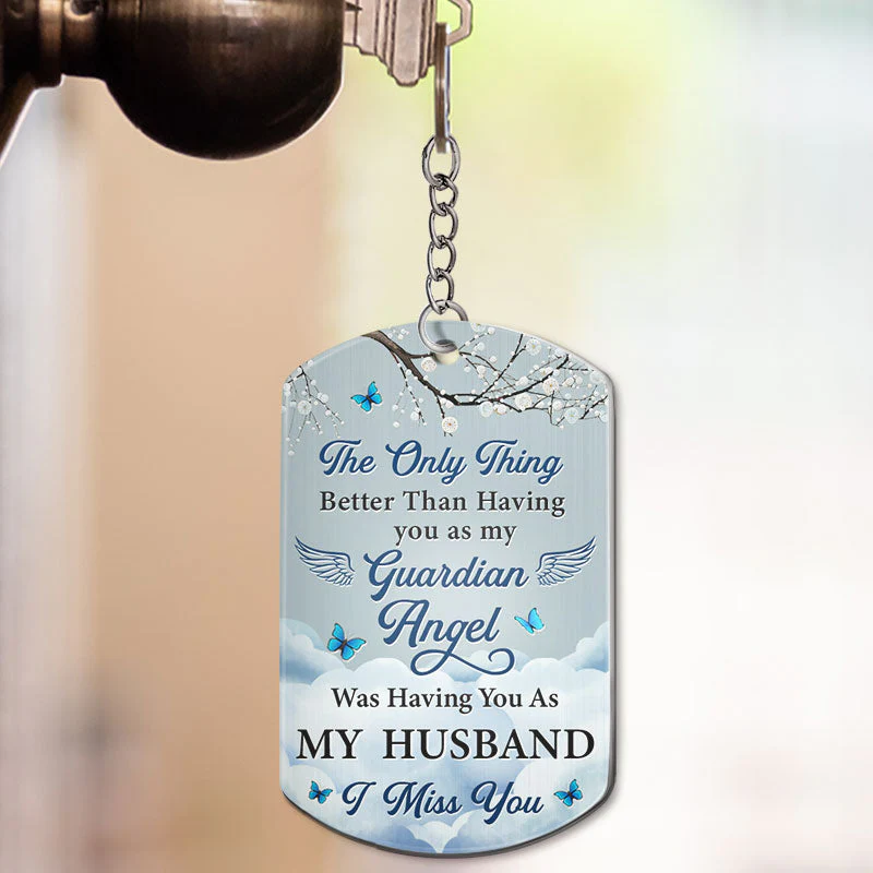 Custom Photo Having You As Guardian Angel - Personalized Aluminum Keychain - Image 4