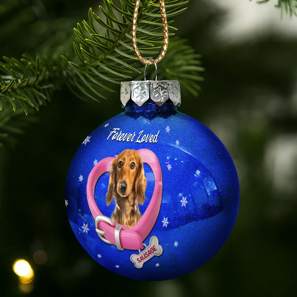 Custom Photo Heart-Shaped Collar With Bone Charm For Dog Lovers - Personalized Ball Ornament - Image 3