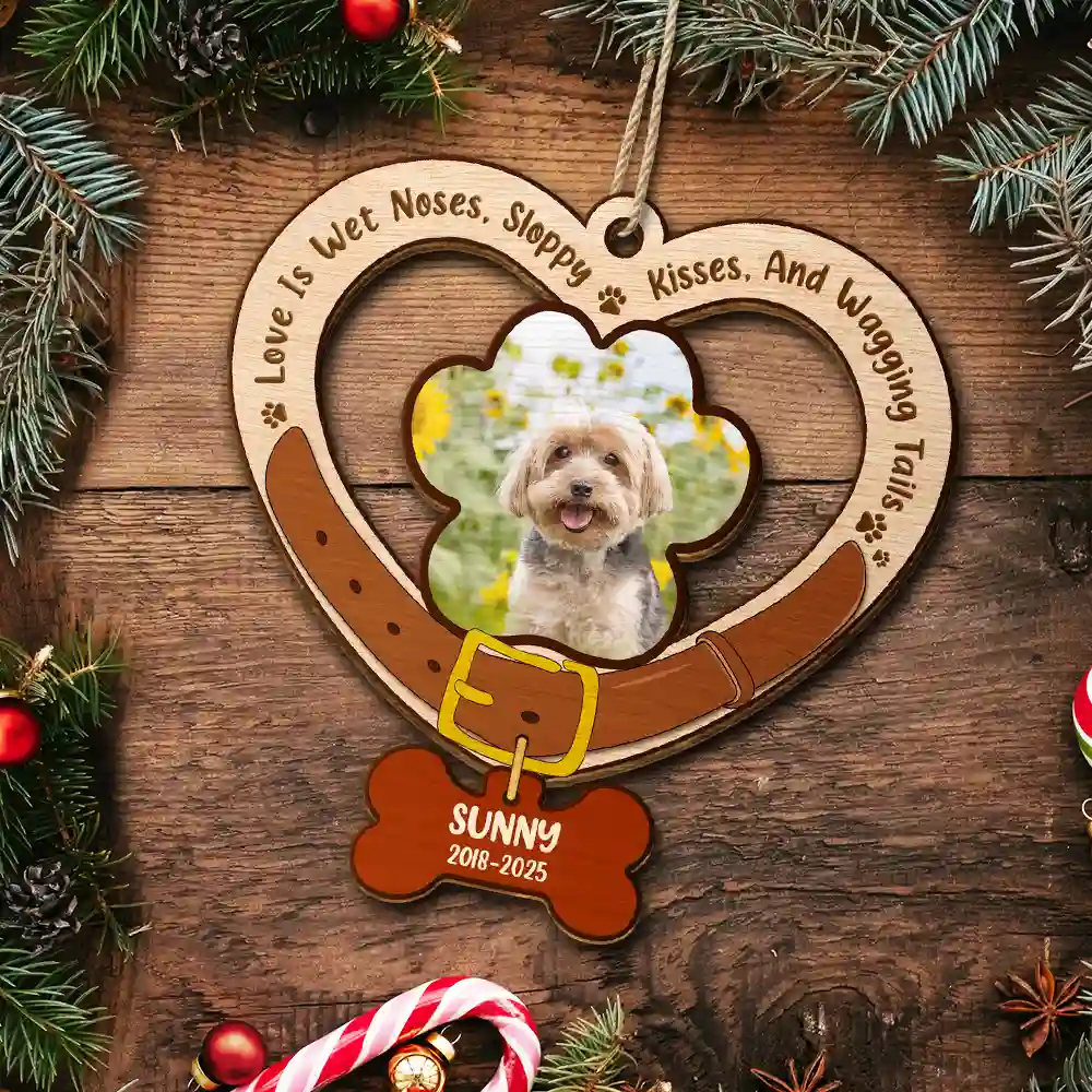Custom Photo Heart-Shaped Dog Collar Keepsake - Personalized Custom Shaped Wooden Ornament - Image 5