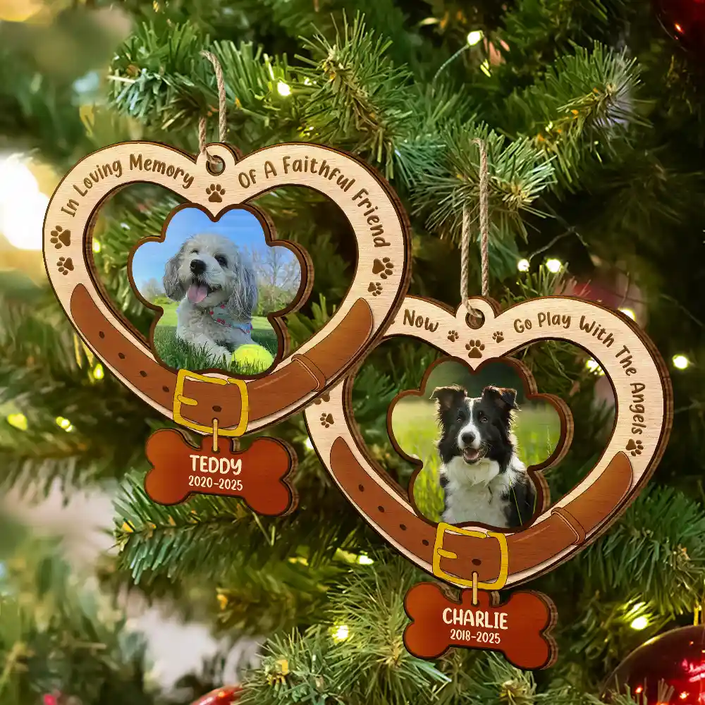 Custom Photo Heart-Shaped Dog Collar Keepsake - Personalized Custom Shaped Wooden Ornament - Image 6