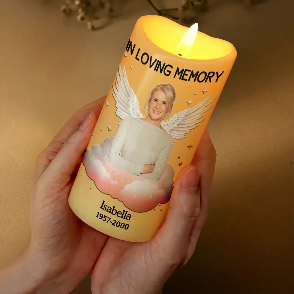 Custom Photo Her Light Remains - Personalized Flameless LED Candle - Image 4