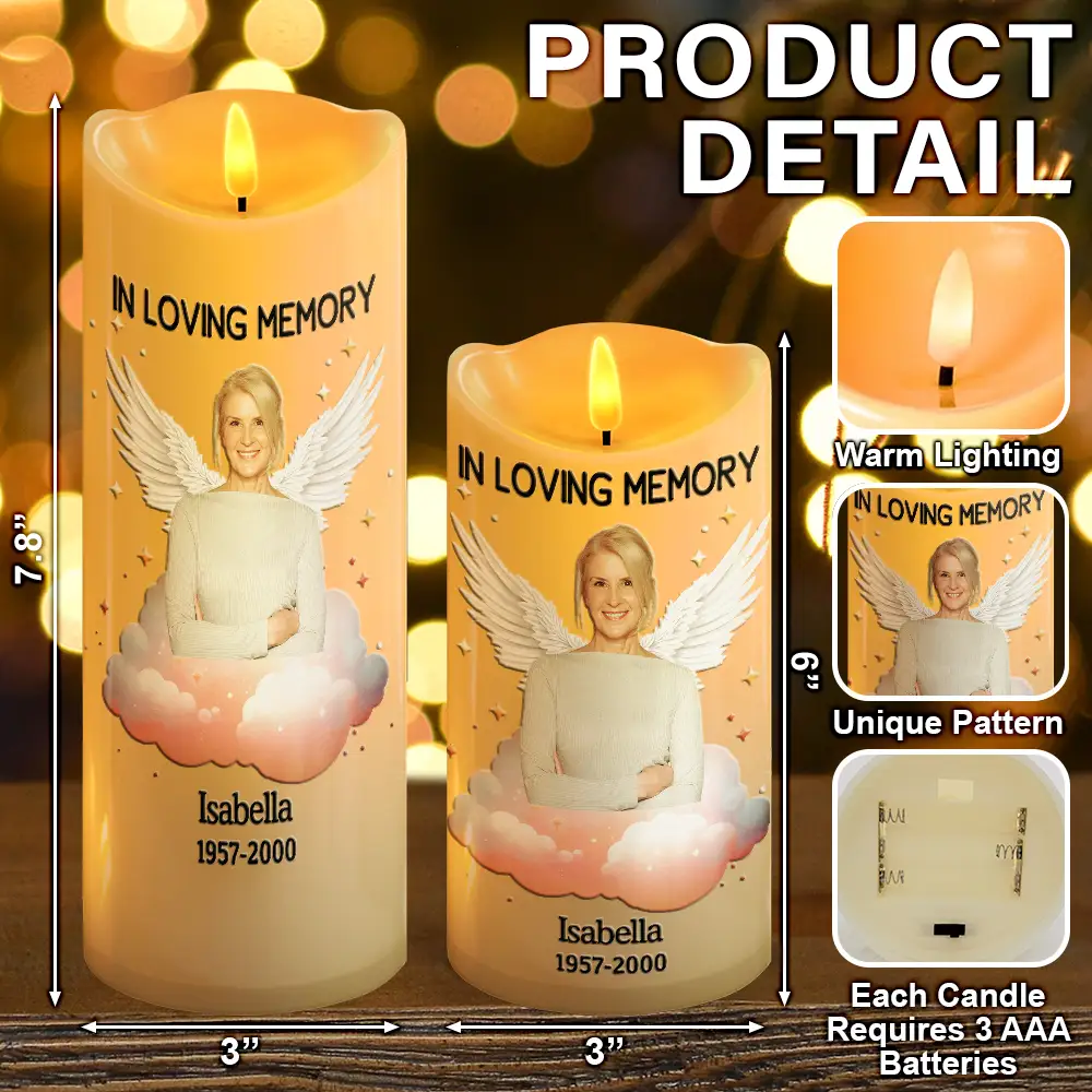 Custom Photo Her Light Remains - Personalized Flameless LED Candle - Image 6