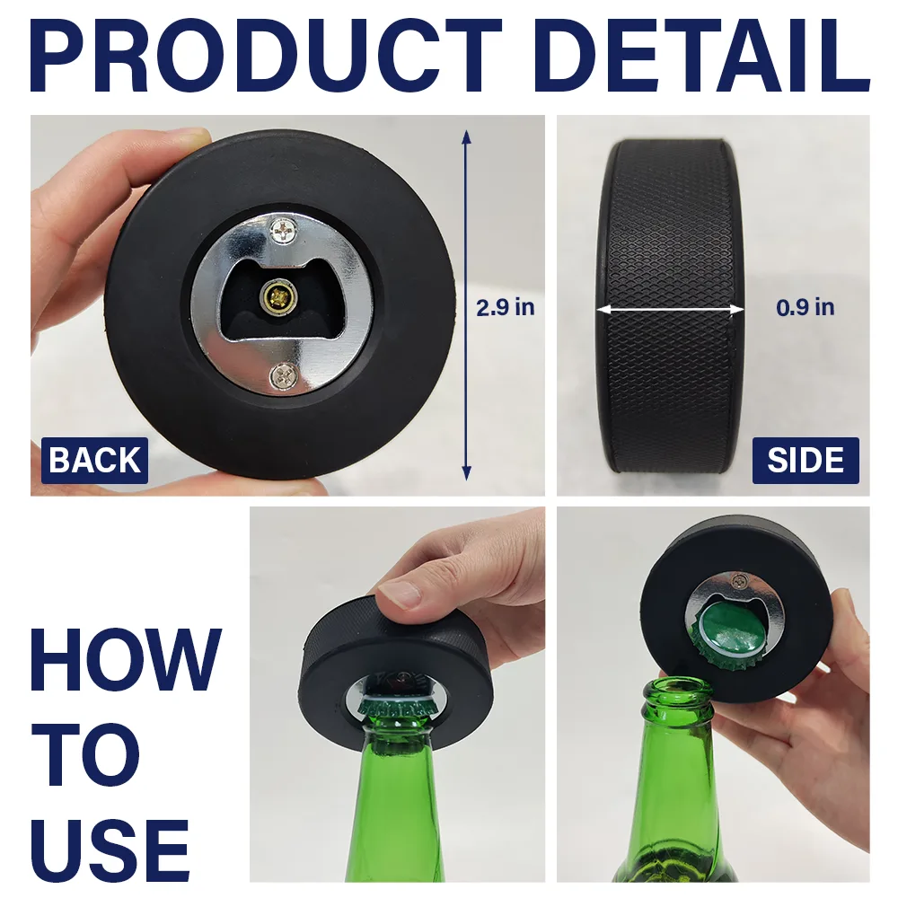 Custom Photo Hockey Gift - Personalized Hockey Puck Bottle Opener - Image 6