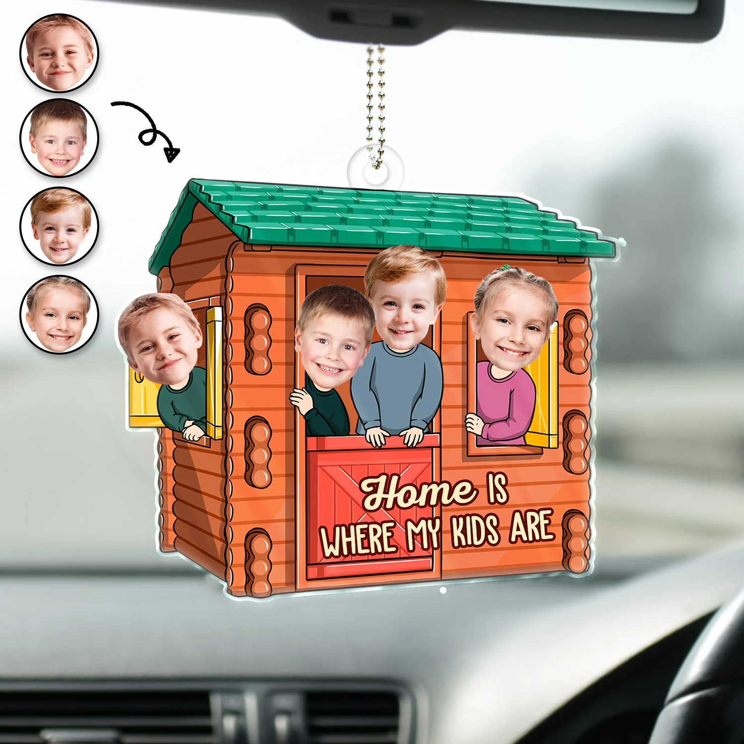 Custom Photo Home Is Where My Kids Are - Gift For Mom, Dad, Grandma, Grandpa - Personalized Acrylic Car Hanger