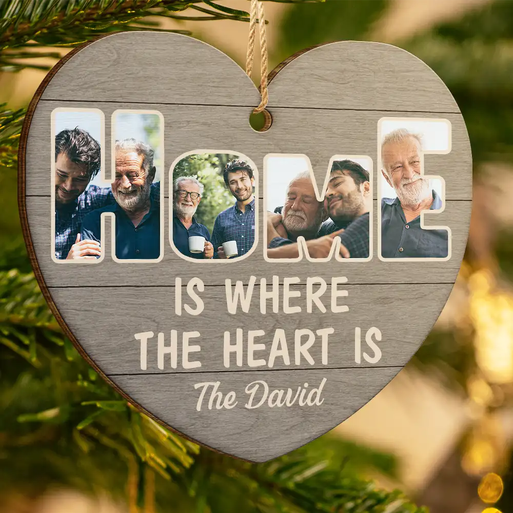 Custom Photo Home Is Where The Heart Is - Personalized Custom Shaped Wooden Ornament - Image 3