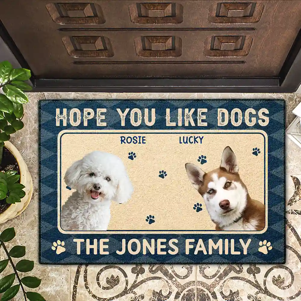 Custom Photo Hope You You Like Pets - Personalized Doormat - Image 3