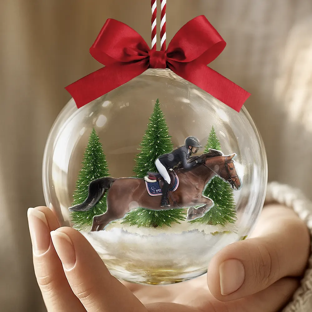 Custom Photo Horse Riding Equestrian Lovers - Personalized 3D Acrylic Ball Ornament - Image 5