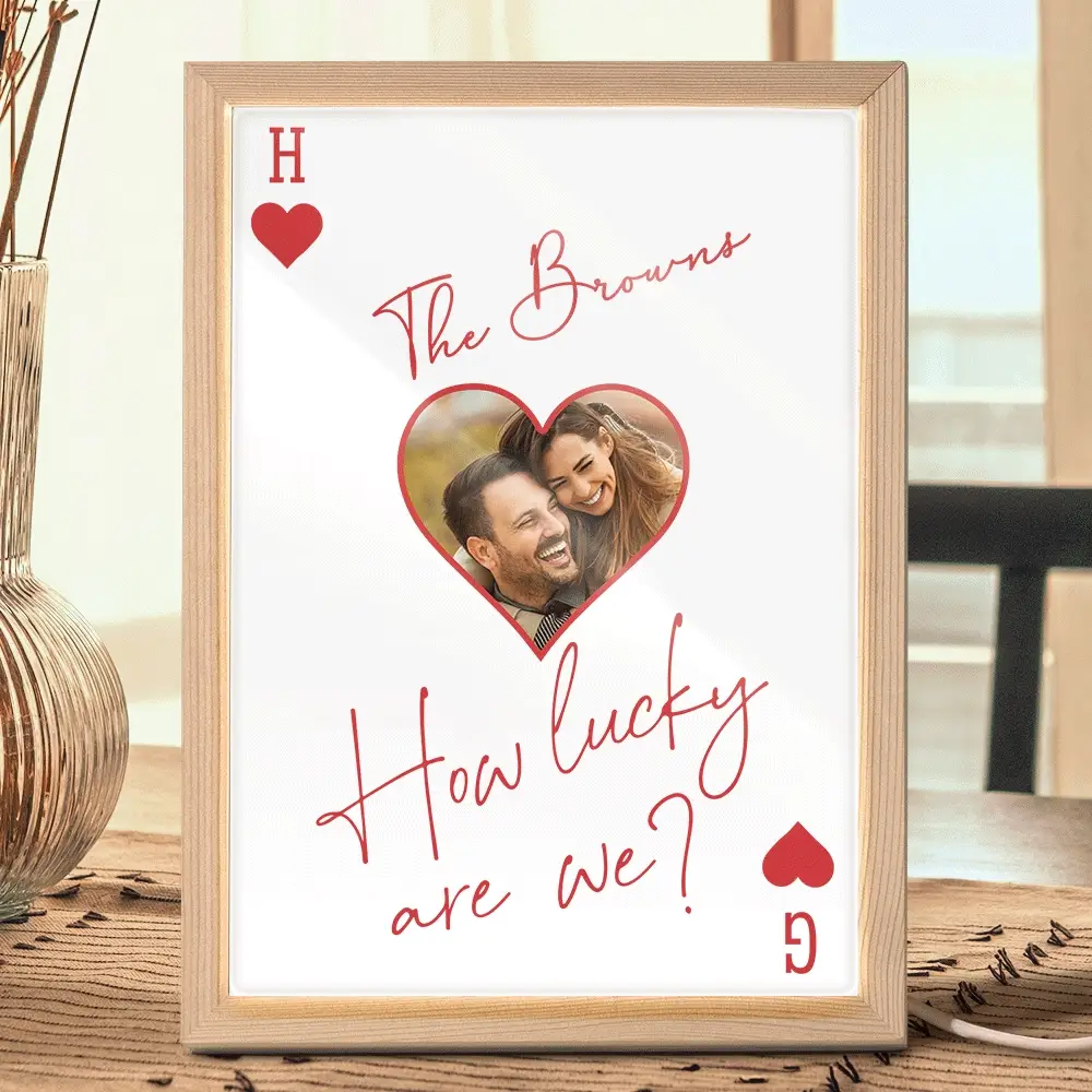 Custom Photo How Lucky Are We Family Card Style Art - Personalized Light Up Picture Frame - Image 2