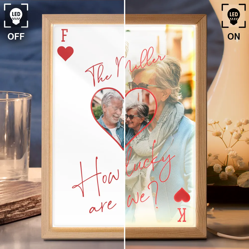 Custom Photo How Lucky Are We Family Card Style Art - Personalized Light Up Picture Frame - Image 4
