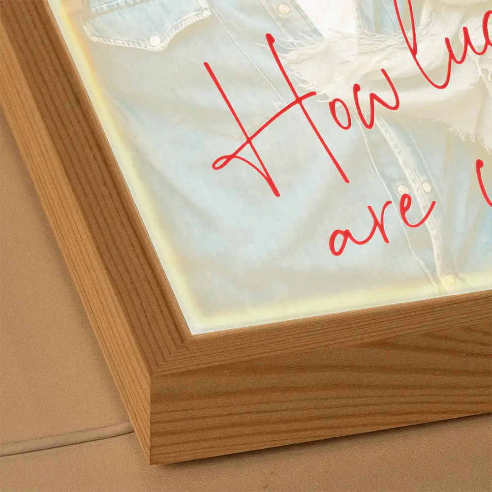 Custom Photo How Lucky Are We Family Card Style Art - Personalized Light Up Picture Frame - Image 5