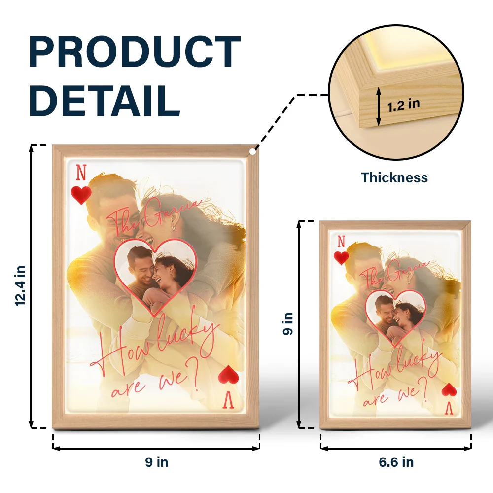 Custom Photo How Lucky Are We Family Card Style Art - Personalized Light Up Picture Frame - Image 6