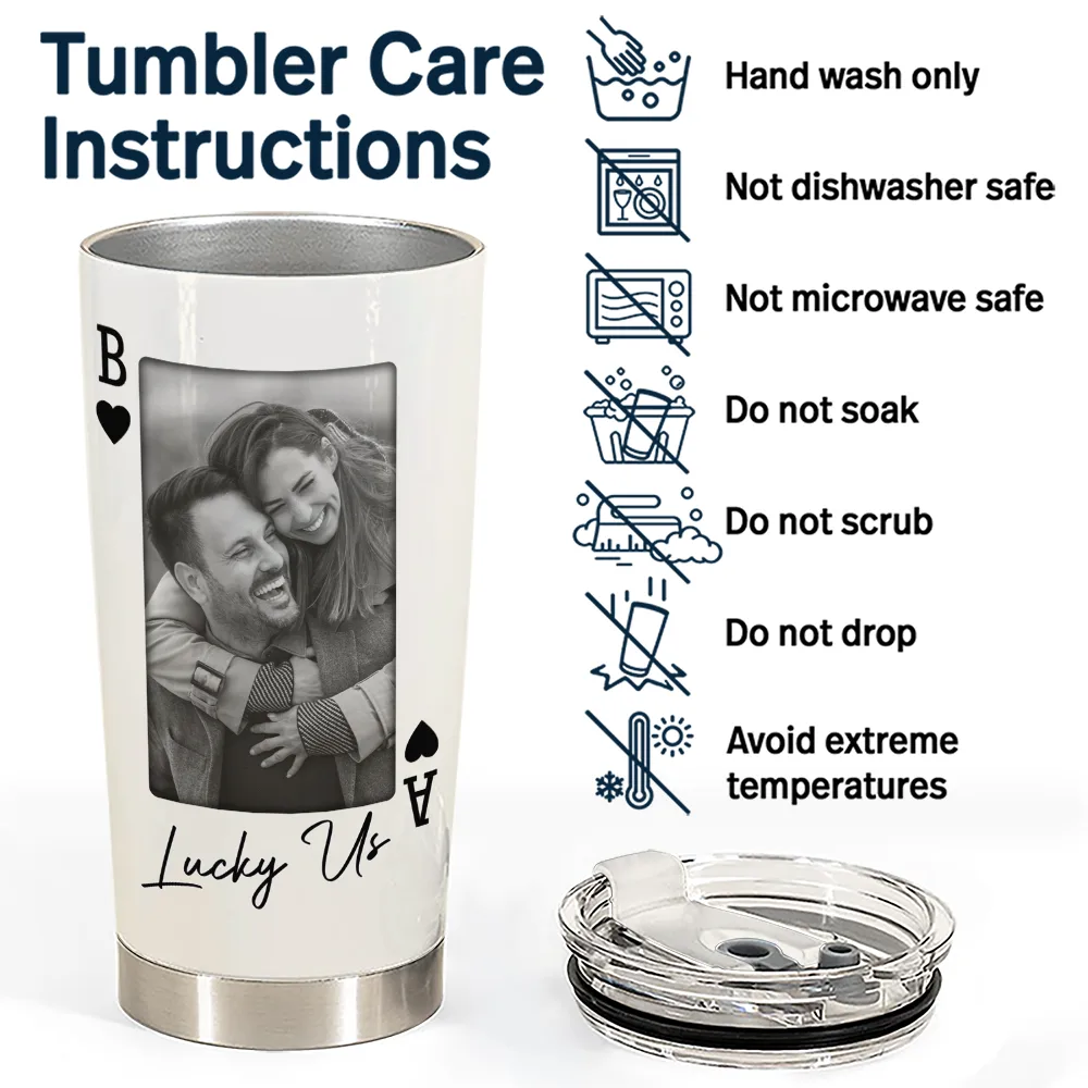 Custom Photo How Lucky Are We Playing Card - Personalized Tumbler - Image 5