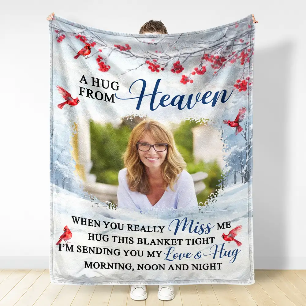 Custom Photo Hug This Blanket Tight - Personalized Fleece Blanket, Sherpa Blanket - Image 3