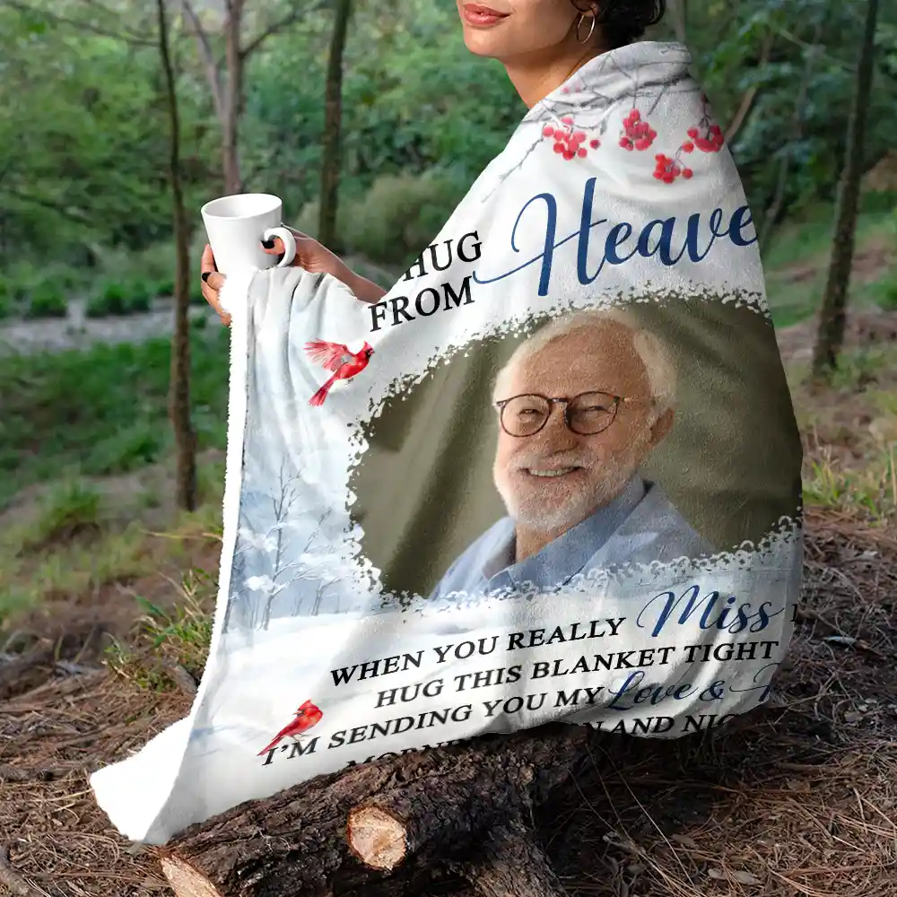 Custom Photo Hug This Blanket Tight - Personalized Fleece Blanket, Sherpa Blanket - Image 5