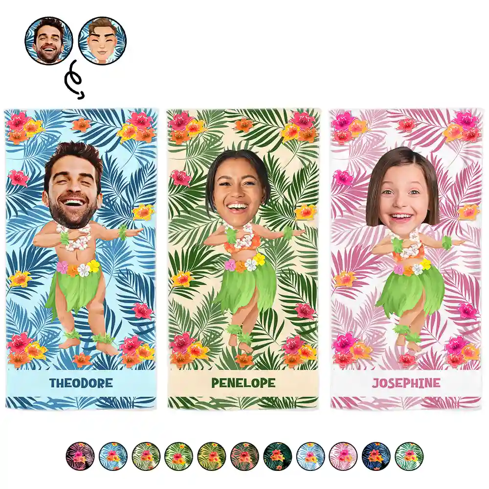 Custom Photo Hula Dancing - Personalized Beach Towel
