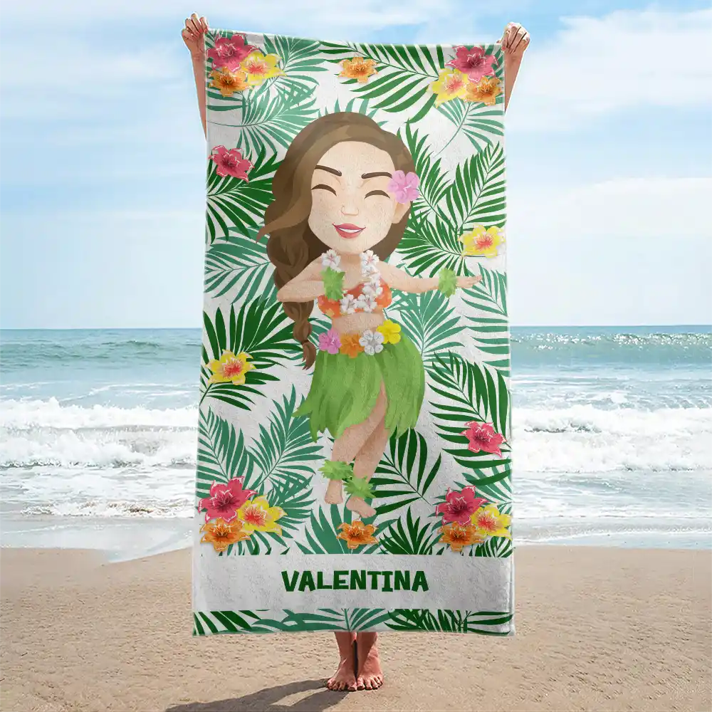 Custom Photo Hula Dancing - Personalized Beach Towel - Image 3