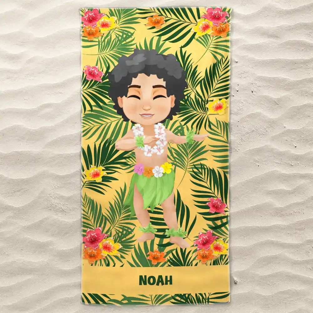 Custom Photo Hula Dancing - Personalized Beach Towel - Image 4
