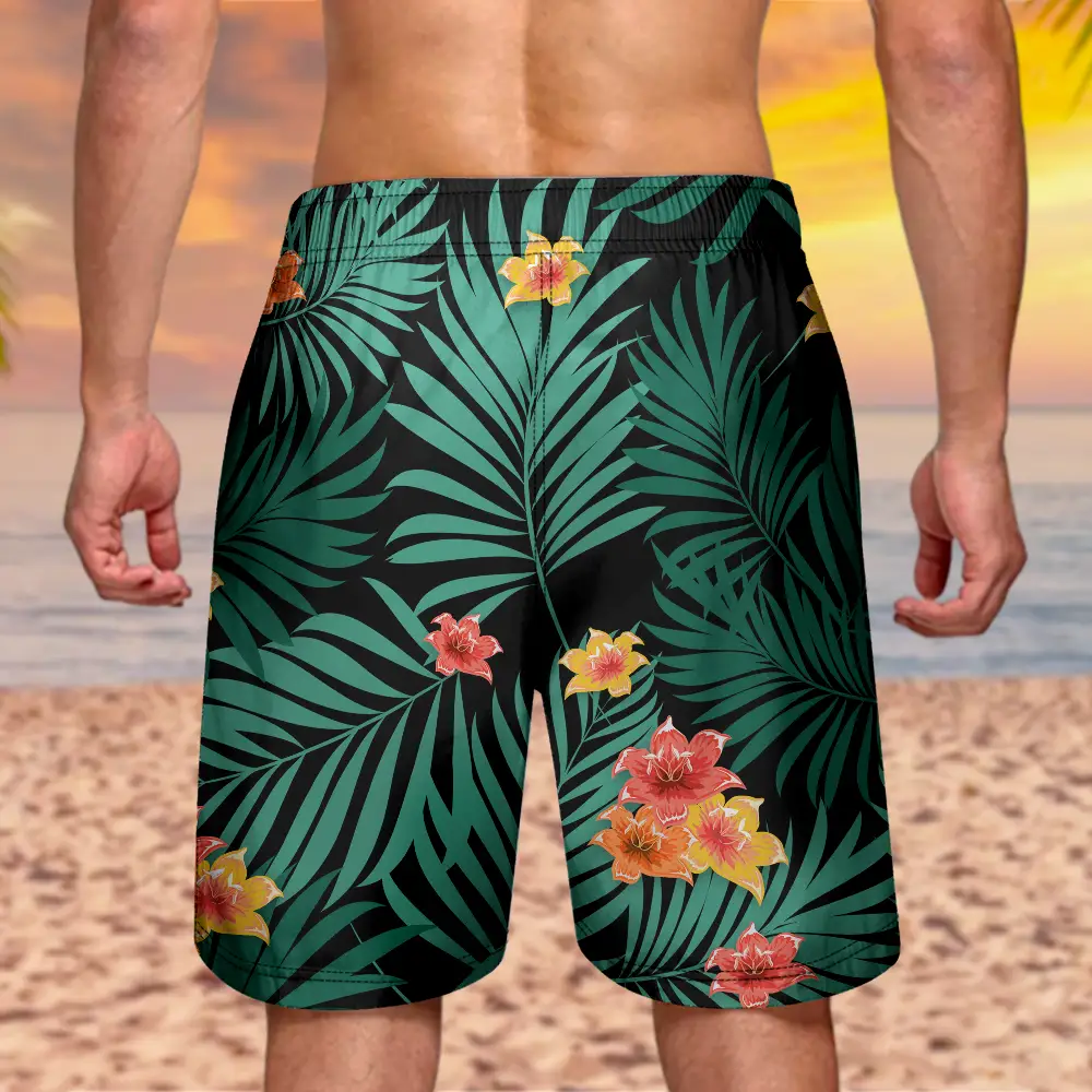 Custom Photo Hula Dancing - Personalized Unisex Beach Shorts - Image 5