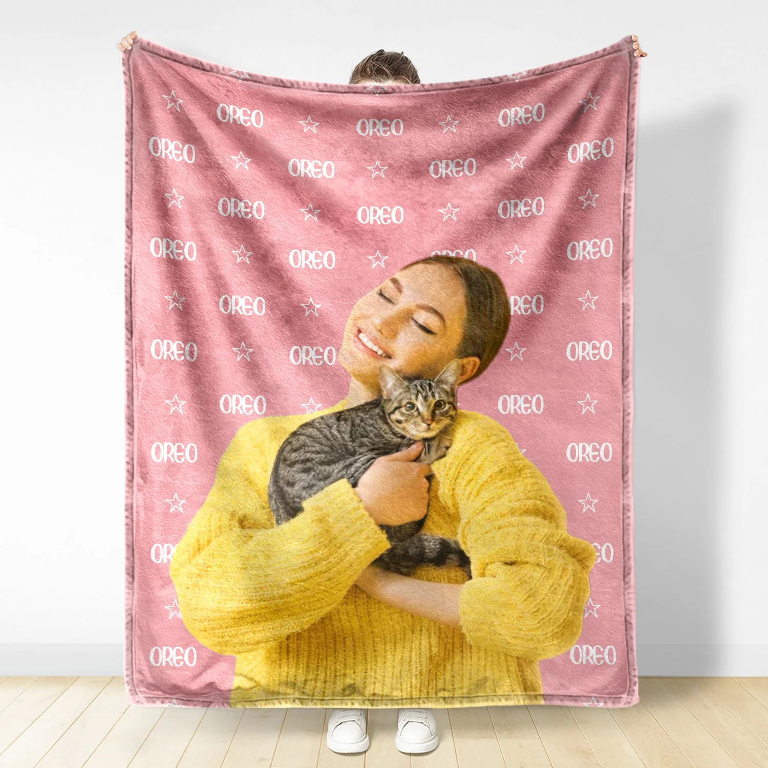 Custom Photo Human And Pet Name - Gift For Dog Lovers, Cat Lovers, Family - Personalized Fleece Blanket - Image 3