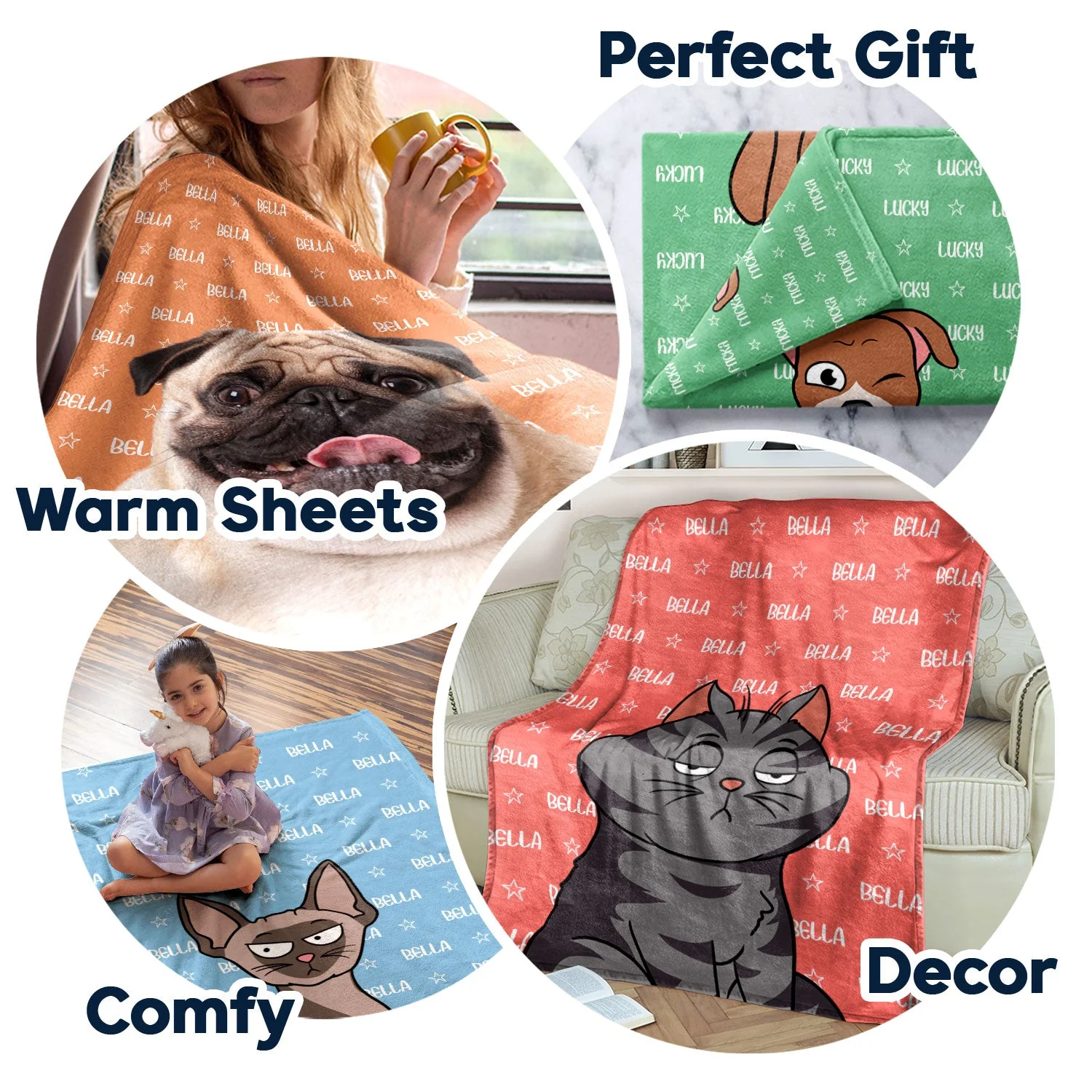 Custom Photo Human And Pet Name - Gift For Dog Lovers, Cat Lovers, Family - Personalized Fleece Blanket - Image 6