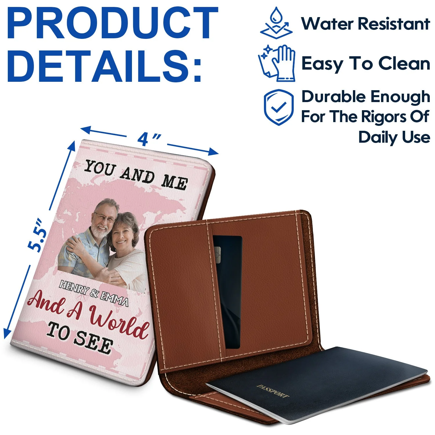 Custom Photo Husband And Wife Travel Partners For Life - Gift For Couples, Travel Lovers - Personalized Passport Cover, Passport Holder - Image 4