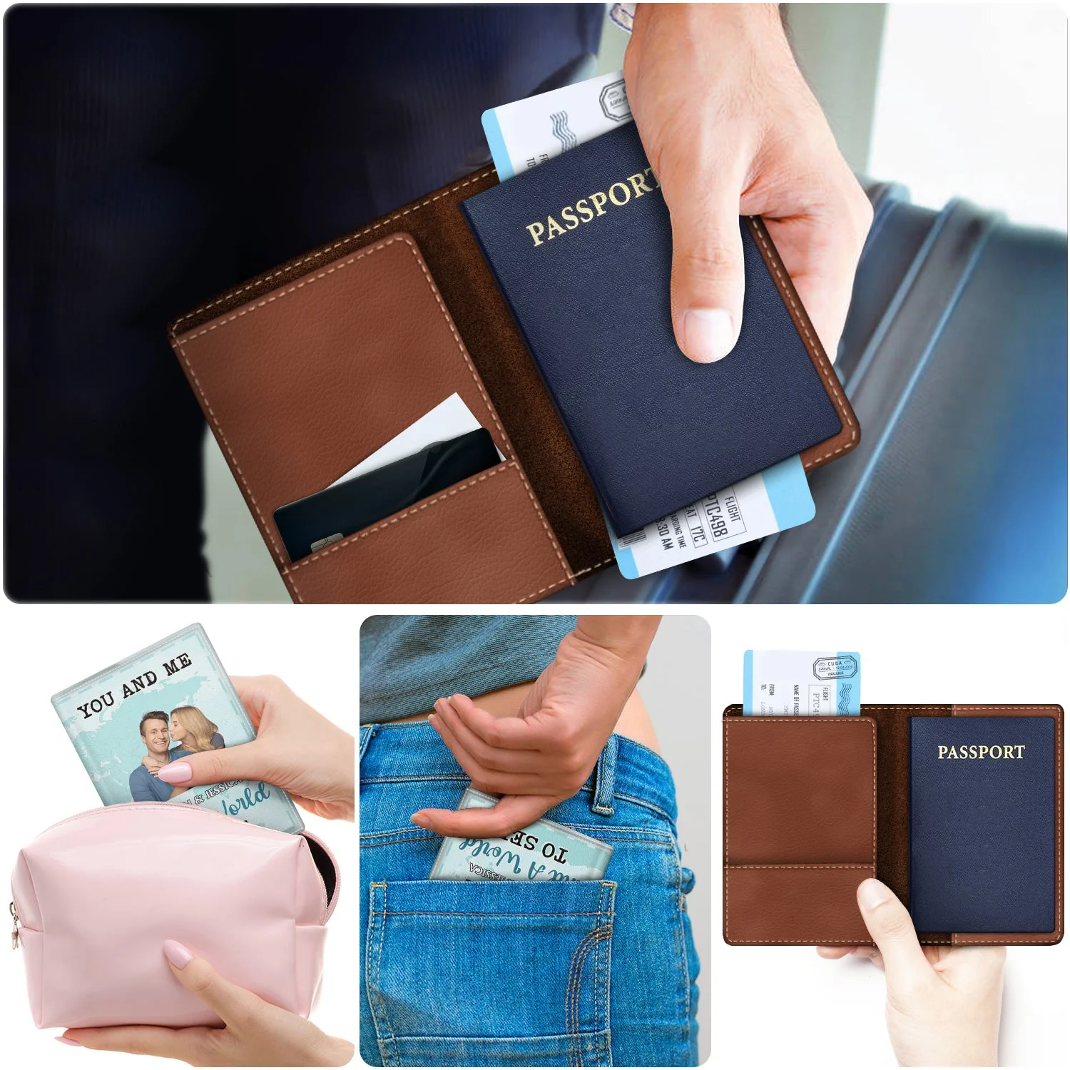 Custom Photo Husband And Wife Travel Partners For Life - Gift For Couples, Travel Lovers - Personalized Passport Cover, Passport Holder - Image 5