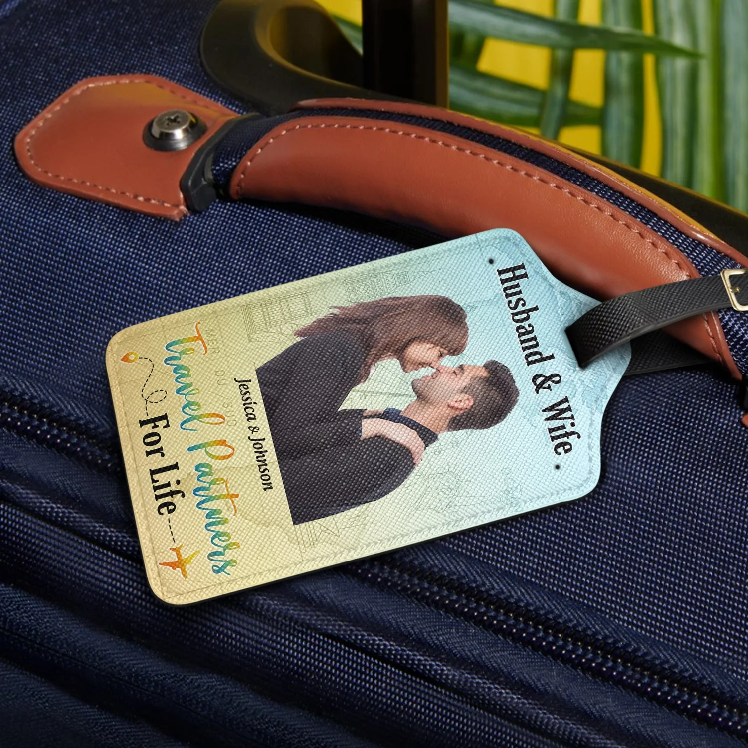 Custom Photo Husband & Wife Travel Partners For Life - Gift For Couples - Personalized Luggage Tag - Image 3